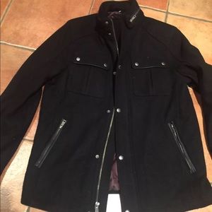 NWT COLE HAAN BLACK WOOL COAT UNISEX SIZE M 42”